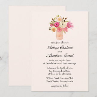 Convite Casamento de Joia Floral Rosa