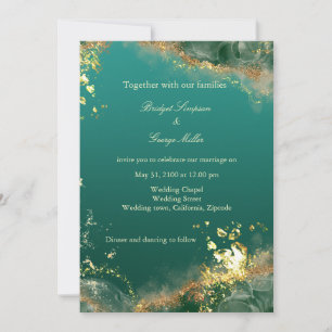Convite Casamento de joias de ouro verde-esmeralda