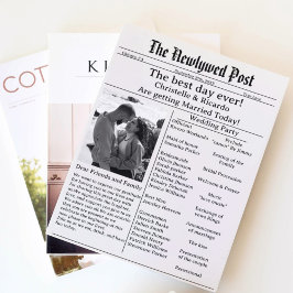 Convite Casamento de jornal com script simples salvar a da