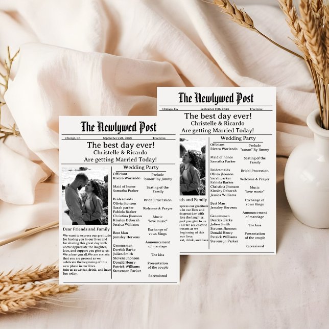 Convite Casamento de jornal com script simples salve a dat (Criador carregado)