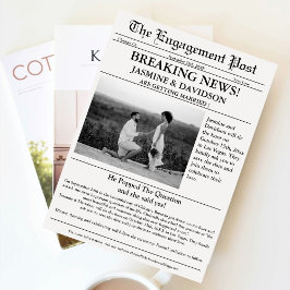 Convite Casamento de jornal da Caligrafia Moderna salve da