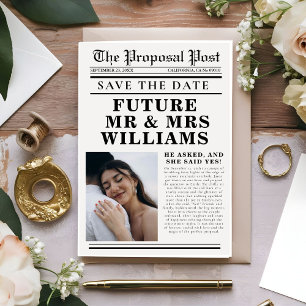 Convite Casamento de jornal minimalista moderno salve a da