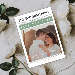 Convite Casamento de Jornal Preto e branco Salve o Dia