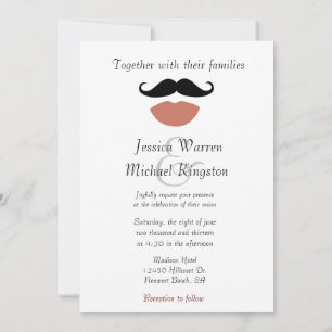 Convite Casamento de Lábios Vermelhos de Mustaches