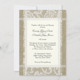 Convite Casamento de Lace e Burlap Country Romance 7x5