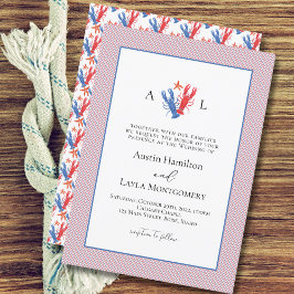 Convite Casamento de Lagosta de Amor Náutico