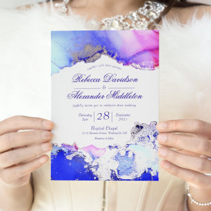 Convite Casamento de Lama de Tinta Celestial Roxa