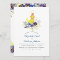 Casamento de Lanterna Floral Azul e Amarelo