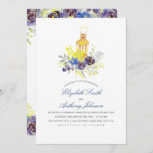 Casamento de Lanterna Floral Azul e Amarelo