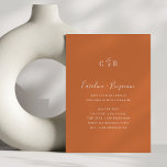 Convite Casamento de Laranja Floral Queimado com Monograma<br><div class="desc">Simples Script Botânico Monograma Convite de Casamento Monograma Minimalista em Laranja Queimado</div>