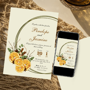 Convite Casamento de laranjas e fatias de citrinos