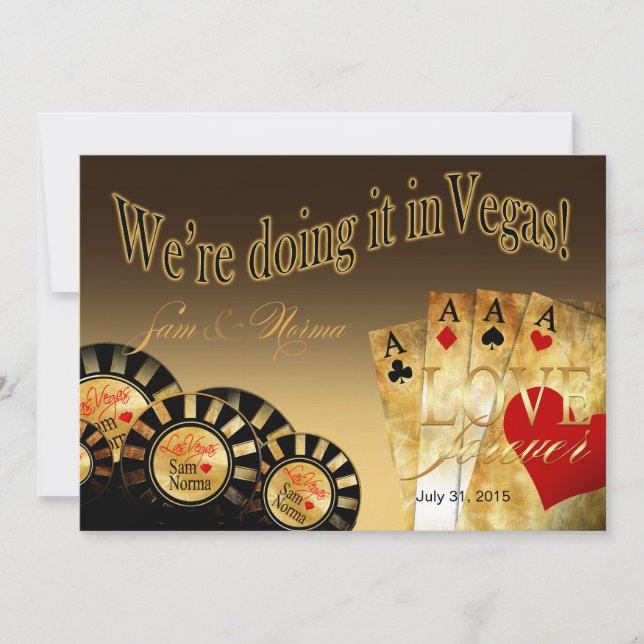 Convite Casamento de Las Vegas Deluxe | areia (Frente)