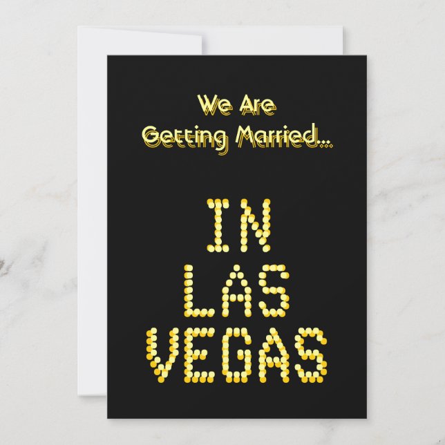 Convite Casamento de Las Vegas. Preto e Ouro Amarelo.Perso (Frente)