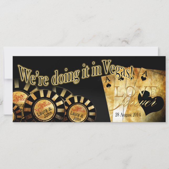 Convite Casamento de Laura e John Las Vegas Deluxe (Frente)