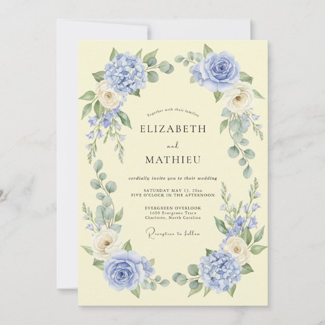 Convite Casamento de Laurê com Flor de Vinca (Frente)