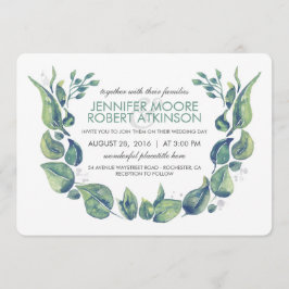 Convite Casamento de Laurel Greenery Wreath Watercolor
