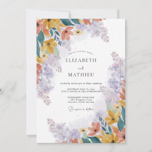 Convite Casamento de Lavanda Amarela com Flores Silvestres