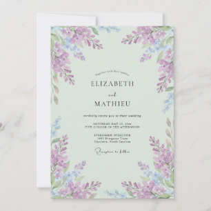 Convite Casamento de Lavanda Arejada Verde Menta