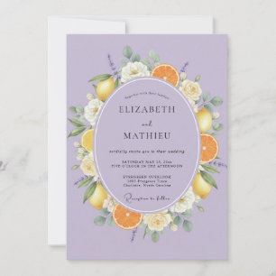 Convite Casamento de Lavanda Cítrico Frutas Eucalipto