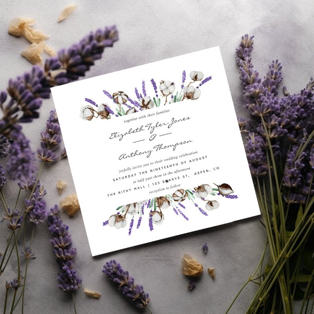 Convite Casamento de Lavanda de algodão (Criador carregado)