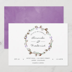 Convite Casamento de Lavanda de Algodão Aquarela