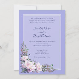 Convite Casamento de Lavanda de Peony Garden Periwinkle