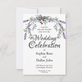 Convite Casamento de Lavanda de rosas rosa com aquarela el