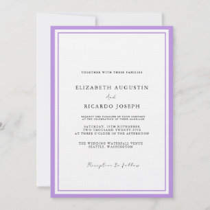 Convite Casamento de Lavanda de Script Elegante e Chic