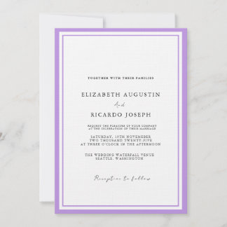 Convite Casamento de Lavanda de Script Elegante e Chic