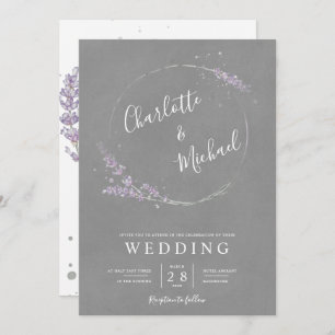 Convite Casamento de lavanda e cinza