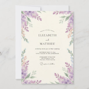 Convite Casamento de Lavanda empoeirada Wisteria