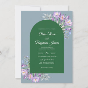 Convite Casamento de Lavanda Esmeralda Crocus Eucalipto