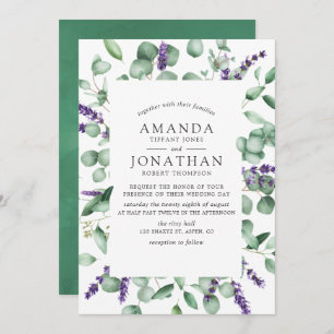 Convite Casamento de Lavanda Eucalyptus Greenery
