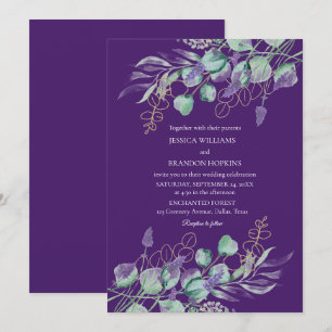 Convite Casamento de Lavanda Eucalyptus Purple Botânico