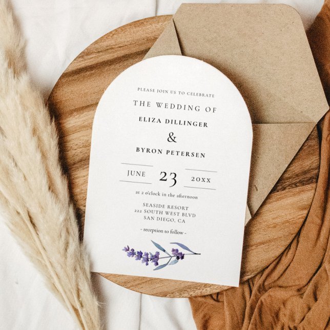 Convite Casamento de Lavanda Floral Elegante (Criador carregado)