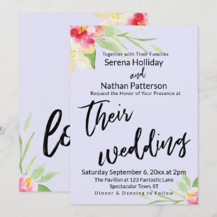 Convite Casamento de Lavanda Floral Pintado por Escrita Ma