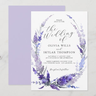 Convite Casamento de lavanda Floral Wreath Botânica