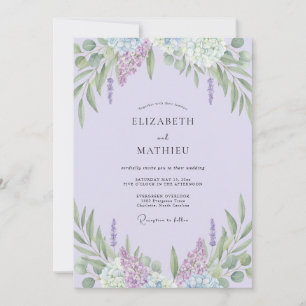 Convite Casamento de Lavanda Lilás Sprig Eucalipto
