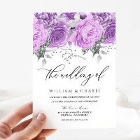 Casamento de lavanda Roxo e Silver Floral Sparkle