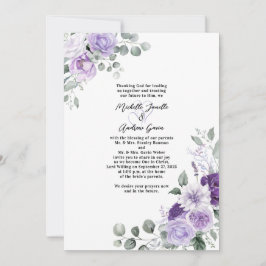 Convite Casamento de Lavanda Roxo Floral