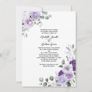 Convite Casamento de Lavanda Roxo Floral