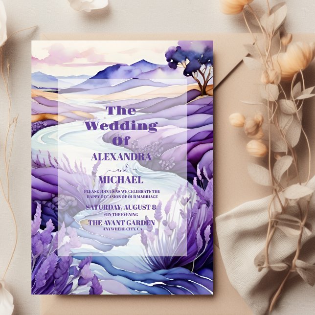 Convite Casamento de Lavanda Rustic (Criador carregado)