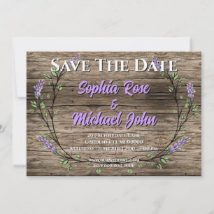 Convite Casamento de lavanda rusticado elegante salvar a d