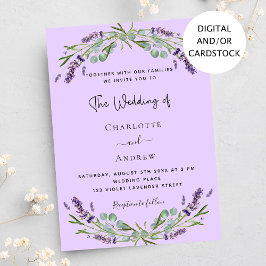 Convite Casamento de lavanda violeta eucalipto verde