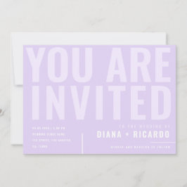 Convite Casamento de Lavandas Lilac com Tipografia Minimal