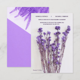 Convite Casamento de Lavandas Roxo-Mínima Elegante Floral