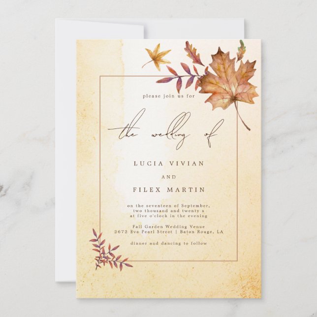 Convite Casamento de Leaf de Maple Autumn (Frente)