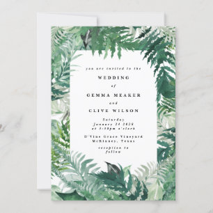 Convite Casamento de Leafy Greenery Watercolor