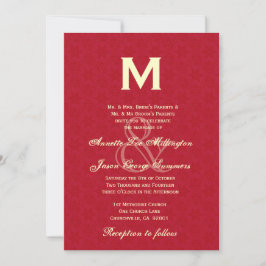 Convite Casamento de Leather Red e Cream Monogramas R431