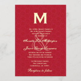 Convite Casamento de Leather Red e Cream Monogramas R431
